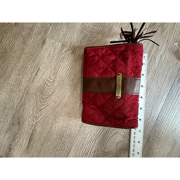 Vera‎ Bradley Quilted Corduroy Wallet Brown Leather Trim Button Key Print Lining - Picture 10 of 10